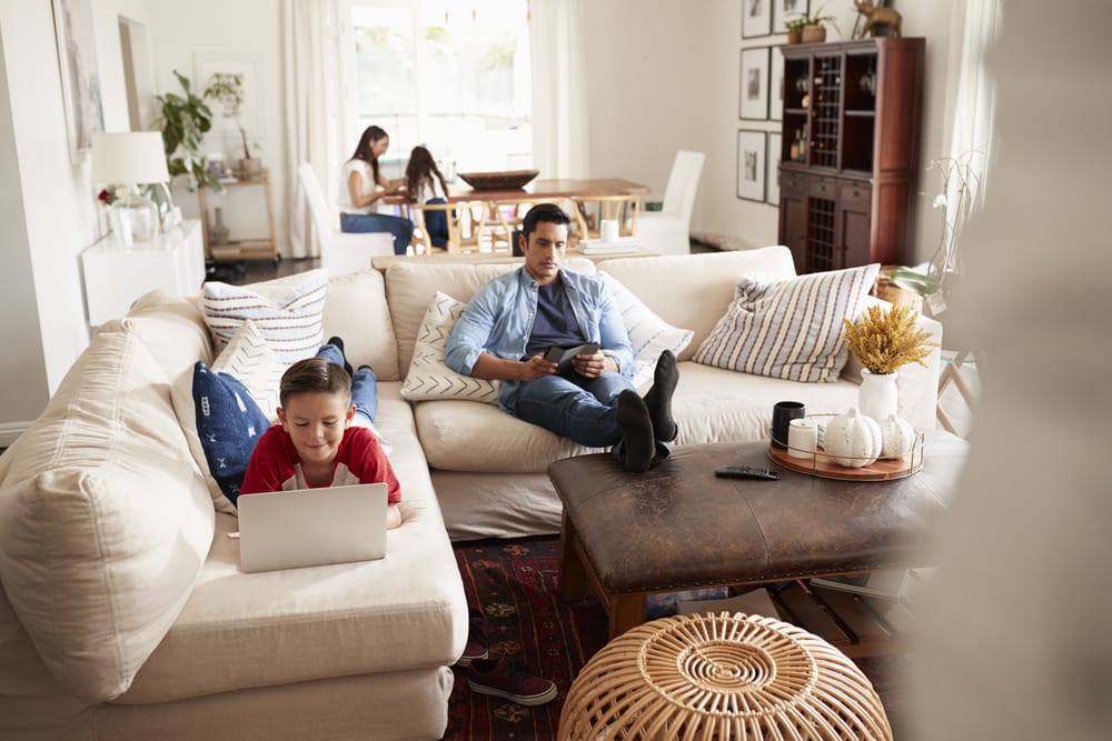 Family spending time in a living room