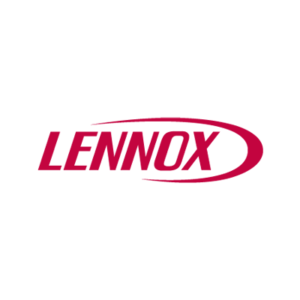Lennox brand logo with red text and an elliptical design.